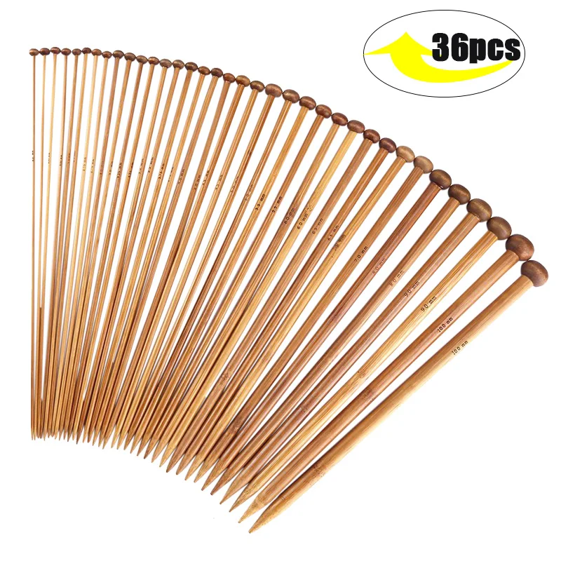 

36pcs Bamboo Knitting Needles DIY Hooks For Knitting 2.0-10.0mm Crochet Hooks Set Hand Craft Sweater Knitting A Gift For Mom