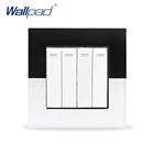 Настенный выключатель Wallpad, 4 секции, 110-250 В, ЕС, Великобритания, роскошная стеклянная панель для пианино, двойной переключатель питания, выключатель светильник