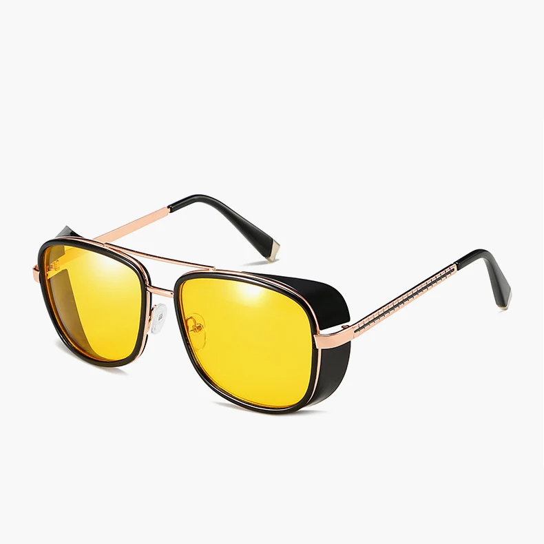 ATLRC61-6 Psacss Vintage PUNK Sunglasses Men Women Tony Stark Iron Man Fashion High Quality Sun Glasses For Driving Outdoor Gafas de sol - Цвет линз: ATLRC61-6