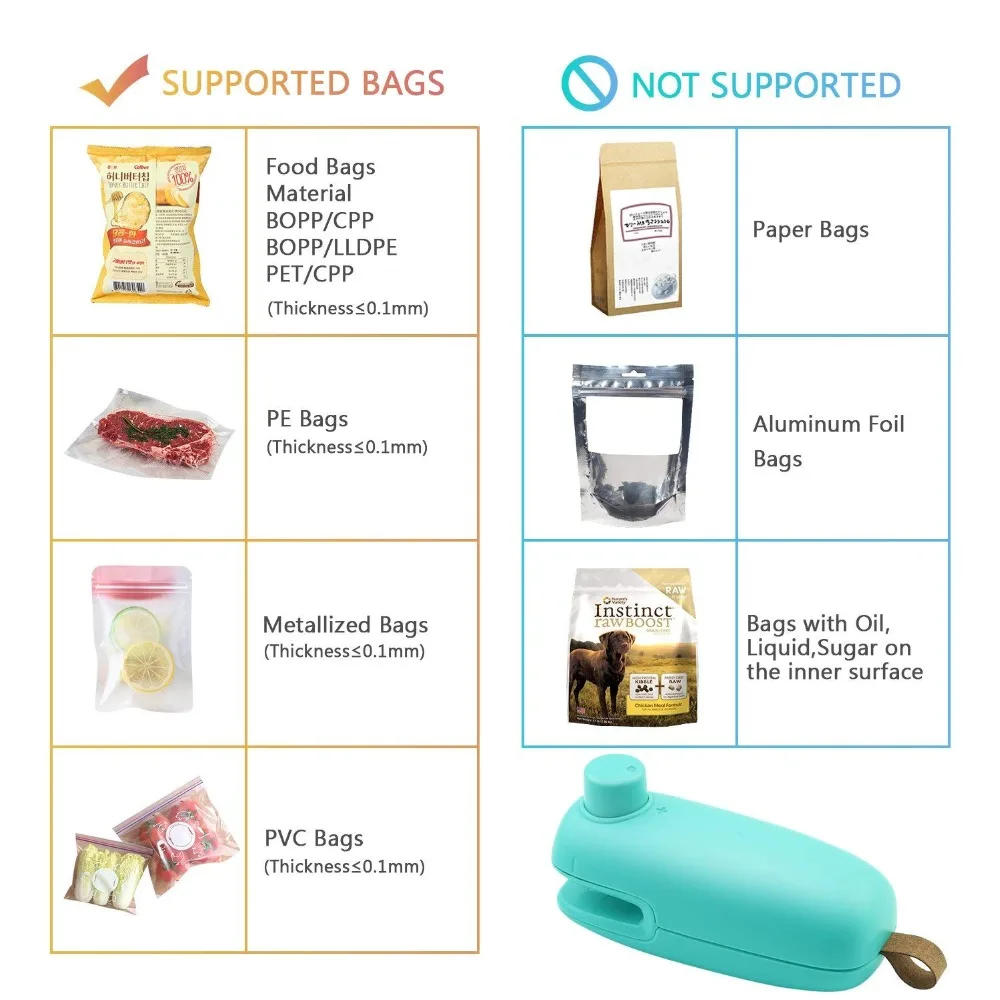 2 в 1 ручной мешки тепла герметик резак машина для Пластик Еда чипсов Saver или