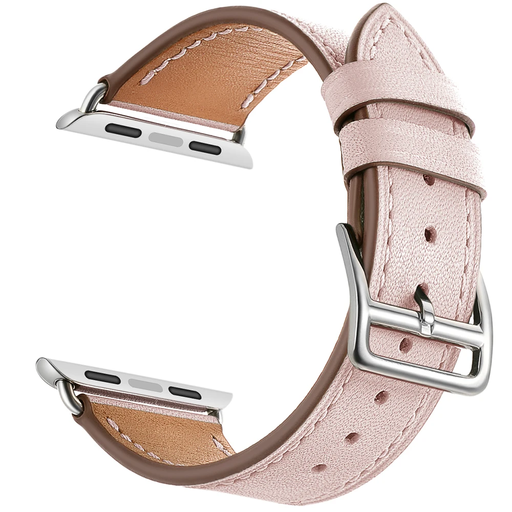 Элегантный розовый мятный зеленый один тур ремешок для Apple Watch Band из натуральной кожи серии 1 2 3 4 38 мм 40 мм 42 мм 44 мм браслет ремешок