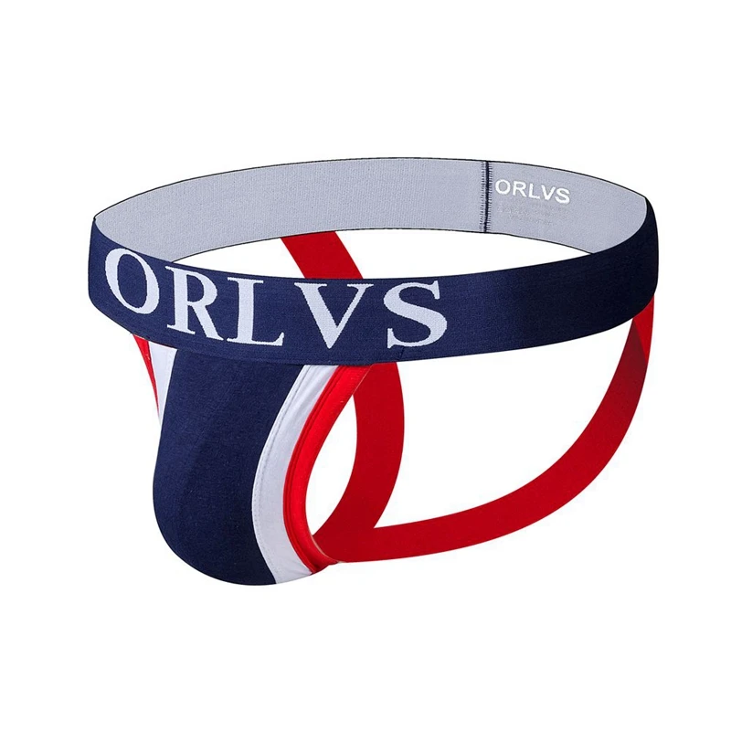 Мужские стринги с низкой посадкой ORLVS черные джоки из хлопка бандажные двойной
