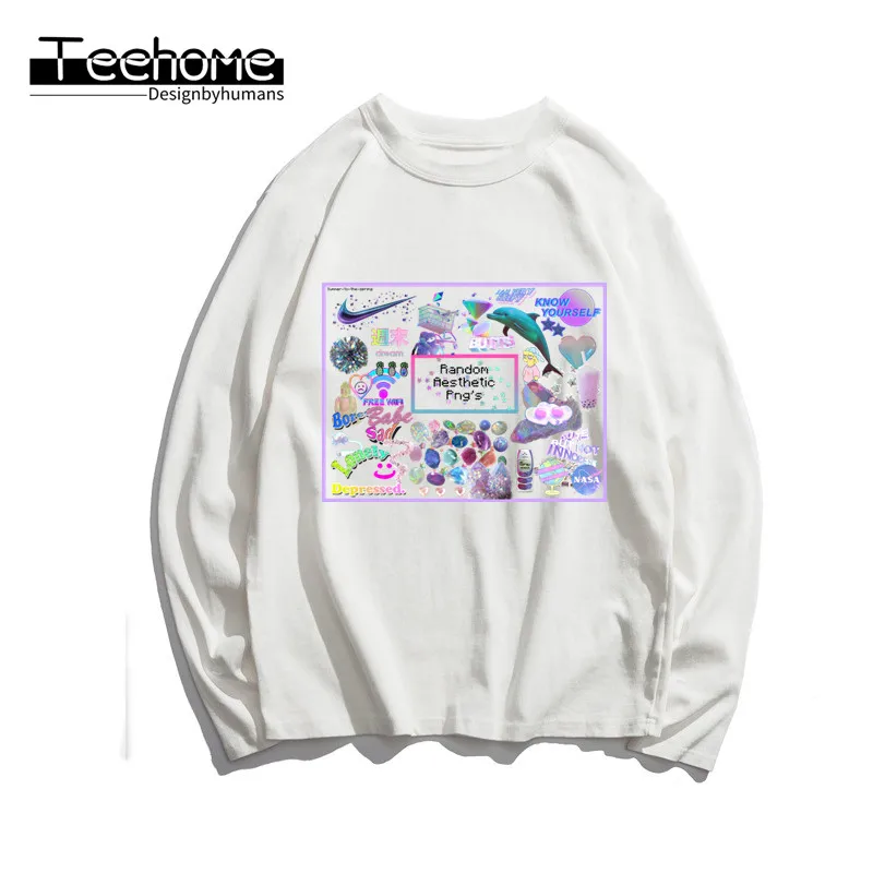 Мужская vaporwave awesome с длинным рукавом Осенняя мужская и женская футболка Harajuku