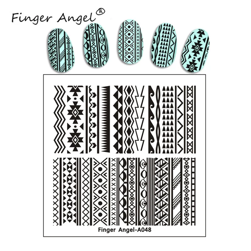 Finger Angel Дизайн ногтей 6*6 см квадратные штампованные пластины кружева цветок модный дизайн с белым цветом задняя крышка ногтей шаблоны# HQF01