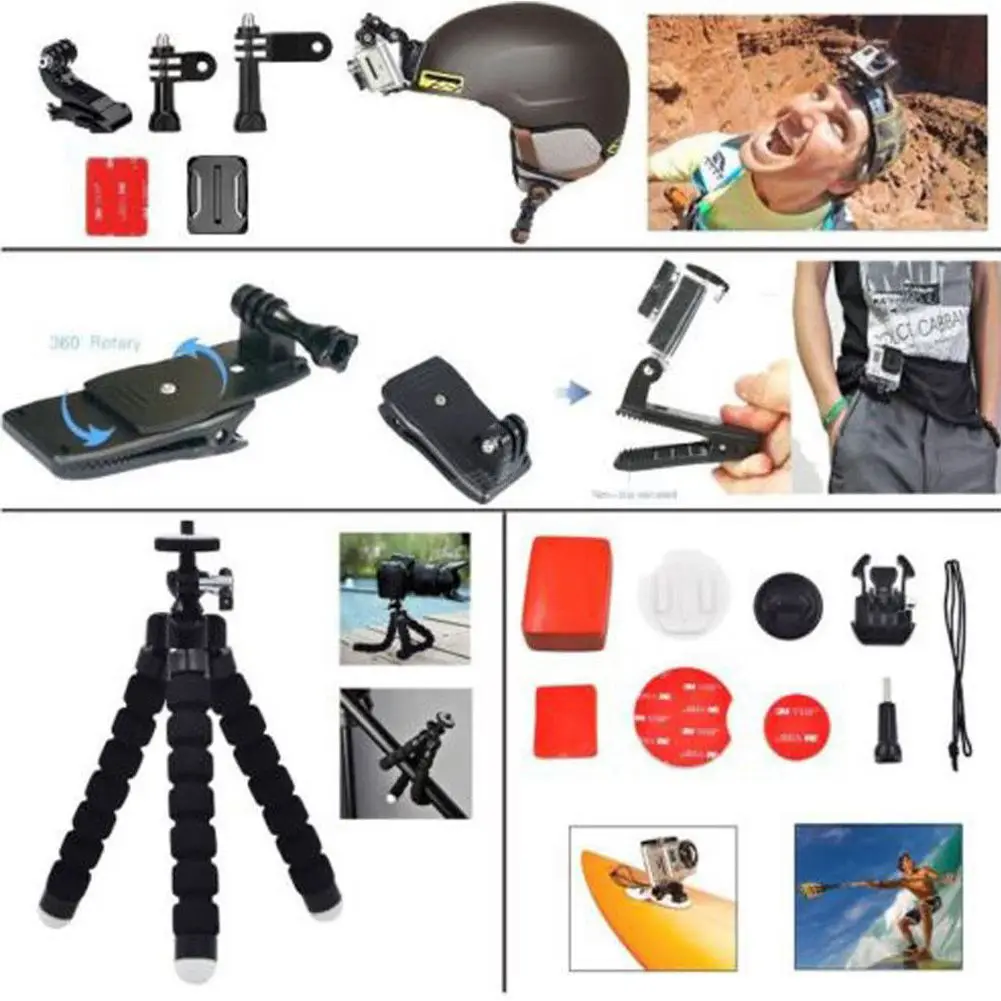 TOP For GoPro Go pro Hero 5 Accessories Set Kit Black 4/3+/3/2 1 | Электроника
