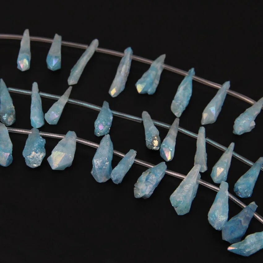 Приблизительно 22 шт Необработанные небесно-голубые хрустальные длинные бусы