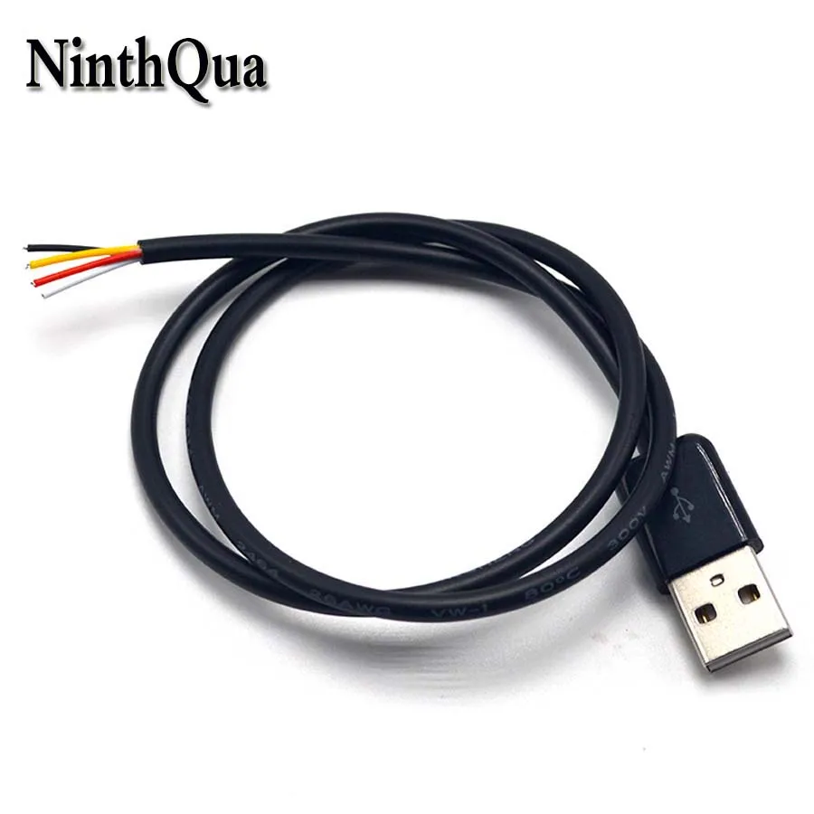 

1pcs DIY USB 2.0 Type A Male Plug Phone Charging Connector with OD0.15mm2#4C Cable Black Repair Parts
