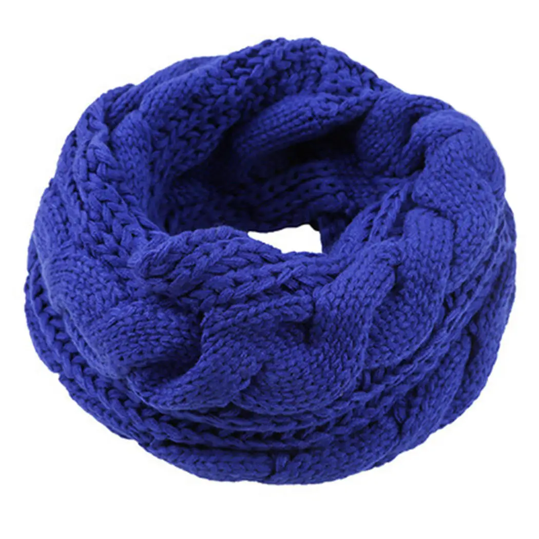 Blue Весенние однотонные шарфы-Снуды теплые мягкие скрученные крючком Женский вязанный шарф шерстяной платок для шеи шарф женский шейный теплый зимний шарф А4 - Цвет: Blue