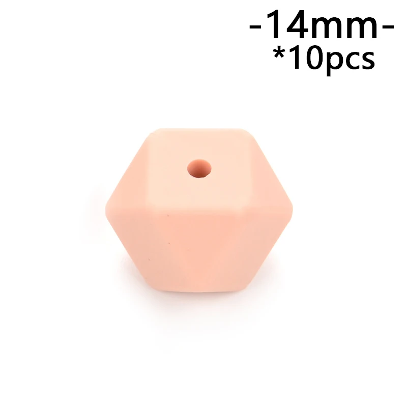 peachy Lofca10 шт 14 мм Мини шестигранные силиконовые бусины Детские Прорезыватели BPA бесплатно DIY ожерелье соска цепь Детские Прорезыватели уход за младенцем - Цвет: peachy