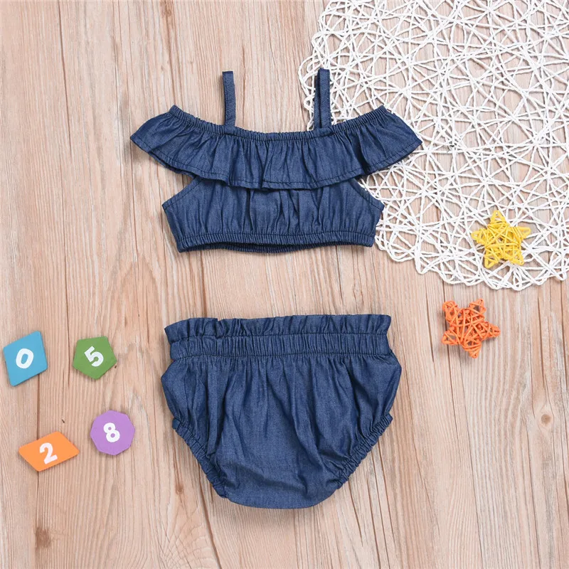 Милый Летний комбинезон на бретельках для маленьких девочек топы с треугольными