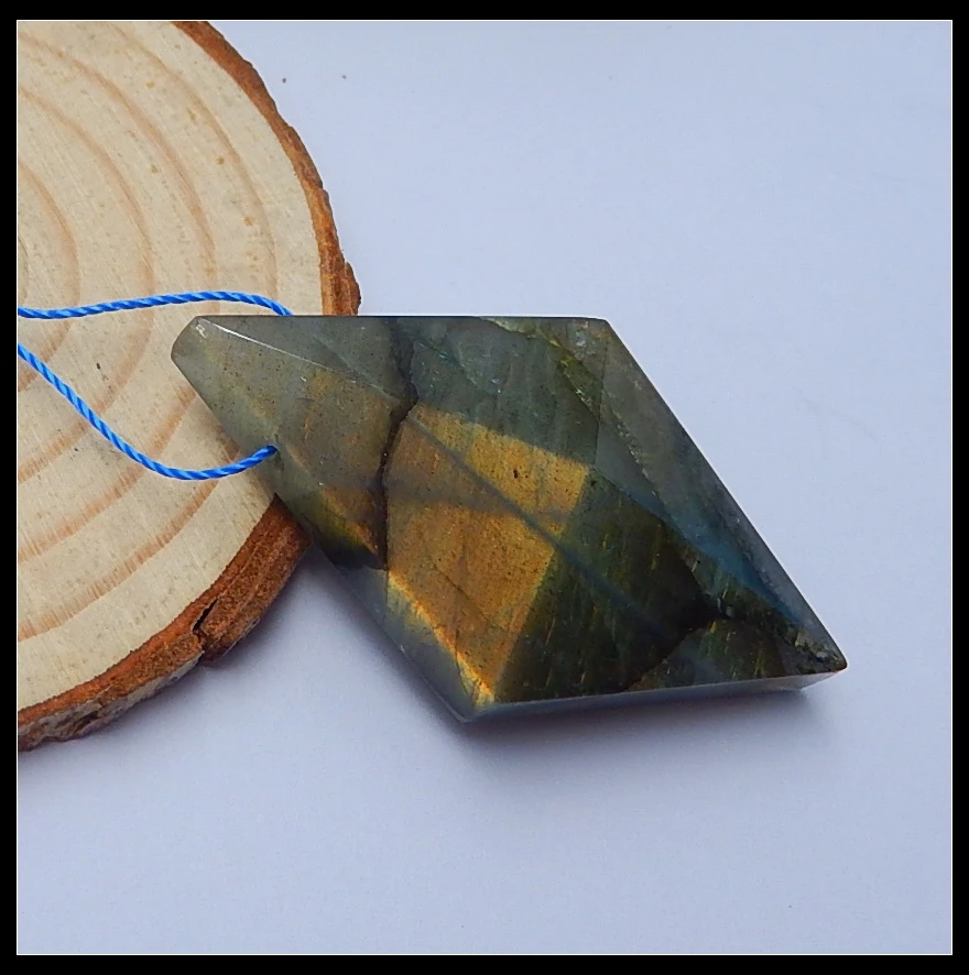 Ожерелье-подвеска из мерцающего лабрадорита с фасетированным камнем, 47x21x13 мм, 17,3 г, модный аксессуар для ювелирных изделий, распродажа 1 шт.