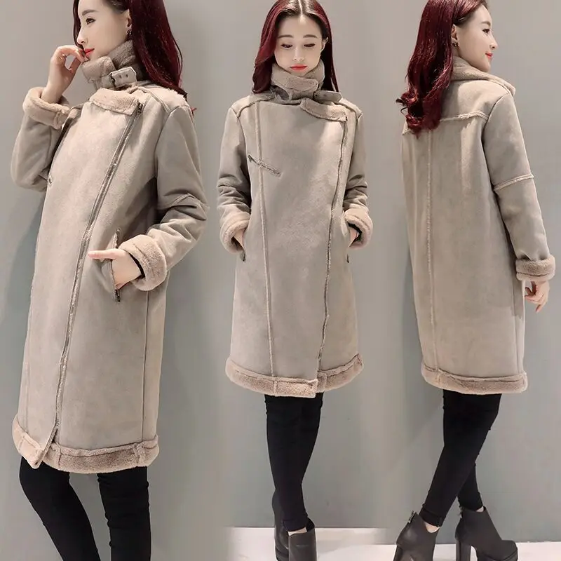 Женское длинное пальто теплая замшевая шуба C3627 2019|suede coat long|womens suede coatslong |