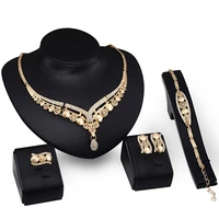 bridal jewelry sets for women drop collar necklace bracelet ring earrings luxury jewelry set stainless steel jewelry bijoux