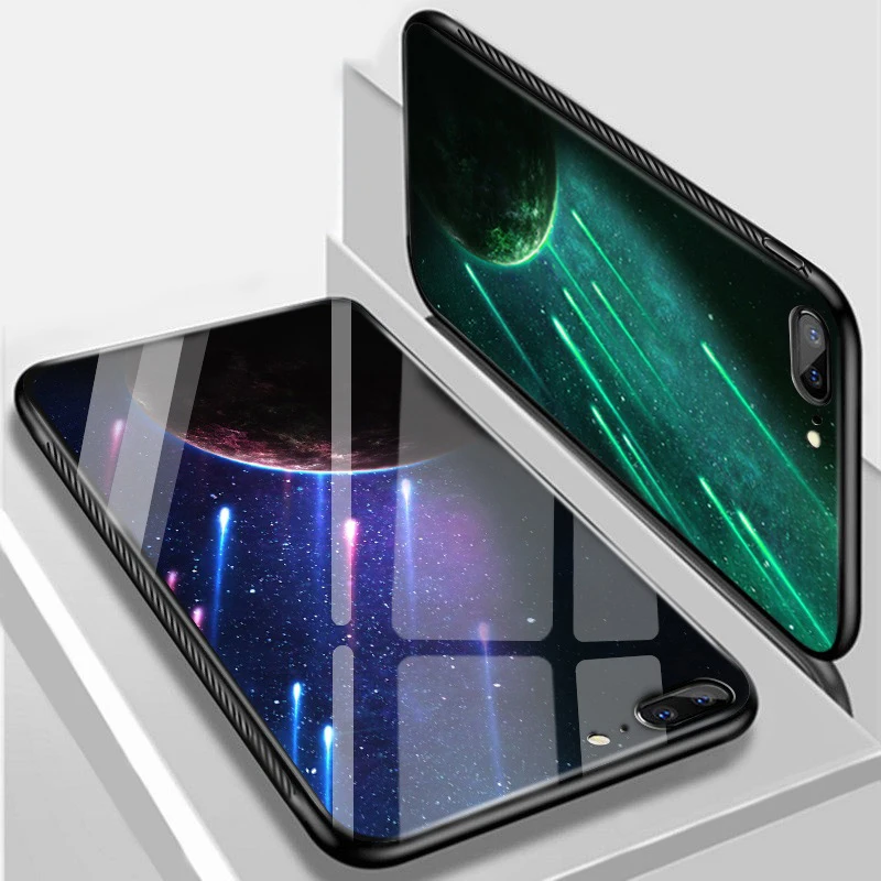 Светящийся чехол из закаленного стекла для Xiaomi Mix3 Mi9 Mi8SE A2 Lite Redmi 6A 6 Pro 5 Plus Note 7 5Pro 4X