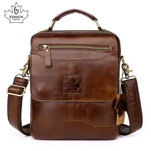 Мужская сумка через плечо из натуральной кожи, мужской коммерческий портфель с откидным карманом 2019, модная сумка из 100% натуральной кожи ZZNICK