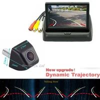 latest auto dynamic trajectory camera car rear view camera with foldable monitor tft led screen 800480 rca parking assistance