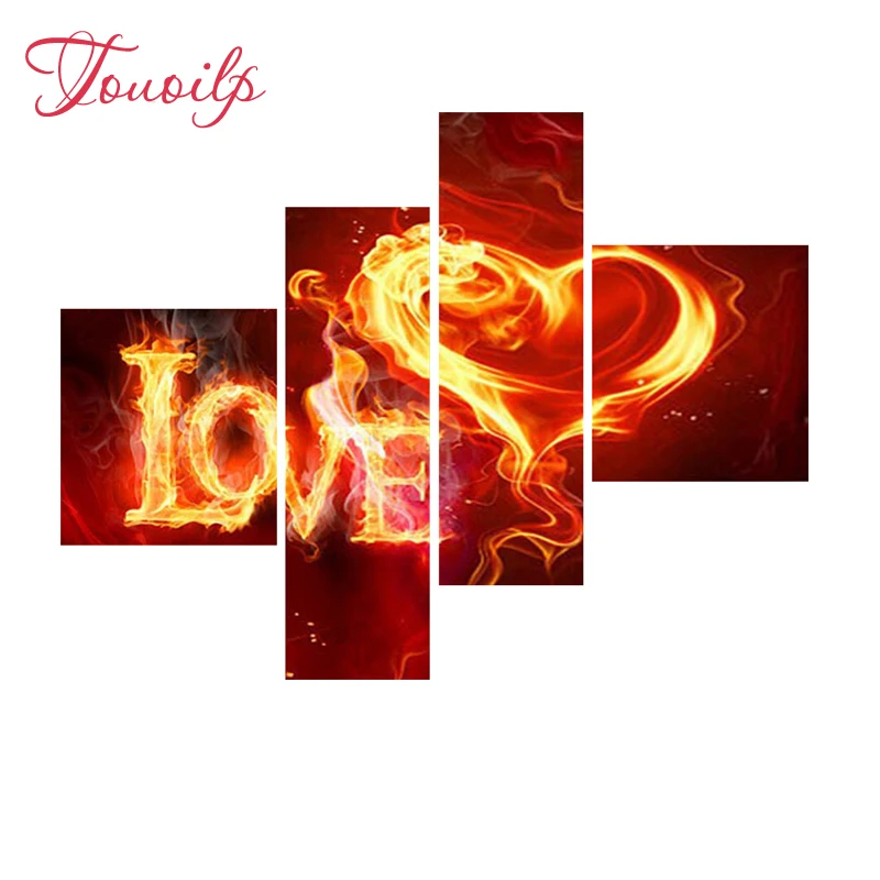 

4 pcs,DIY 5D Diamond Embroidery Love Heart and beauty,Square&round Rhinestone Drill Cross Stitch Mosaic Wall Sticker Needlework