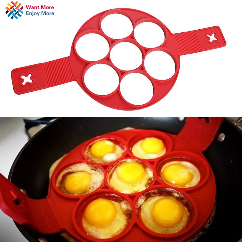 7 полости Flippin' антипригарная блинница яйцо омлет Хаш братья блины