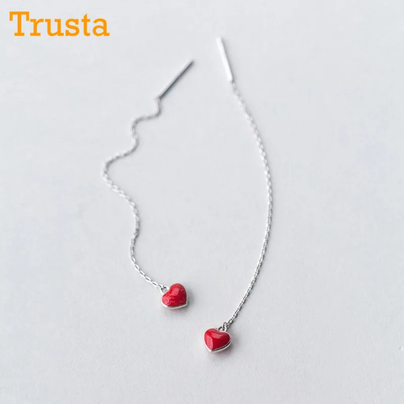 Trusta,, 925, твердые, Настоящее серебро, серьги-гвоздики, синие, в виде капли воды, связанные, 9,4 см, серьги-гвоздики, для девочек-подростков, друзей, подарок, DS1027