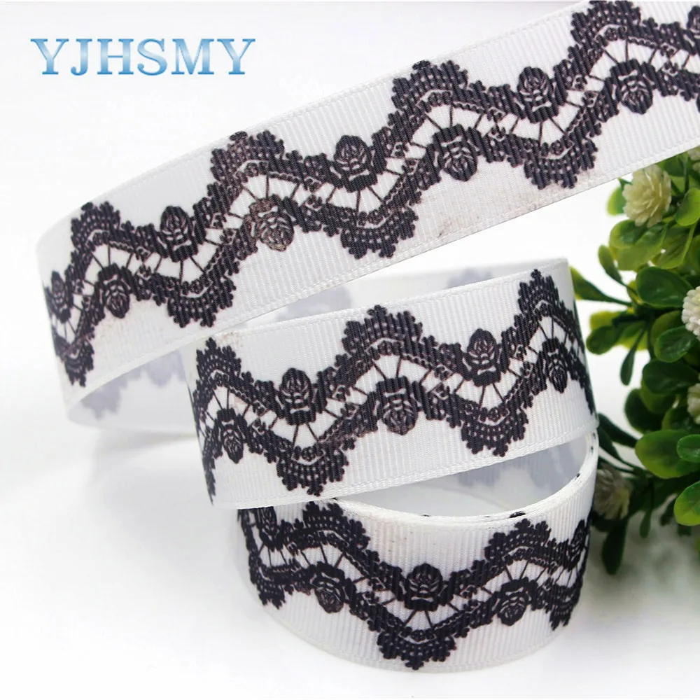 YJHSMY D-17817-756 10 yards 25 mm flower Printed grosgrain ribbons DIY handmade Hair accessories Material wedding gift wrap | Дом и сад