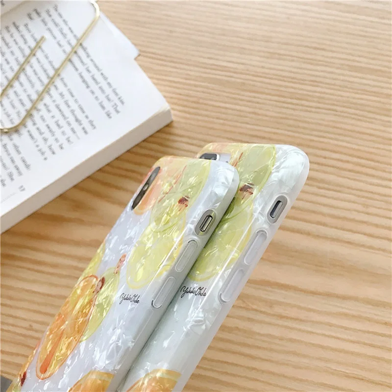 Summer Small Fresh Lemon Shell Ppattern Phone Case for iphone 6 6s 7 8 Plus All-inclusive Anti-fall Soft Cover XS Max XR |