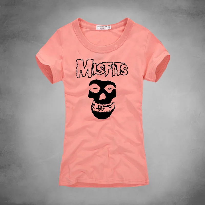 2017 летние женские Harajuku стиль футболка с принтом черепа Misfits Графический