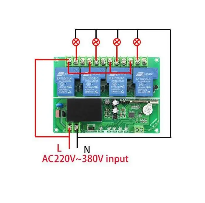 30A relay universal AC 220V 380V 4 CH RF Wireless Remote Control Switch for garage door Industry Equipment | Электроника