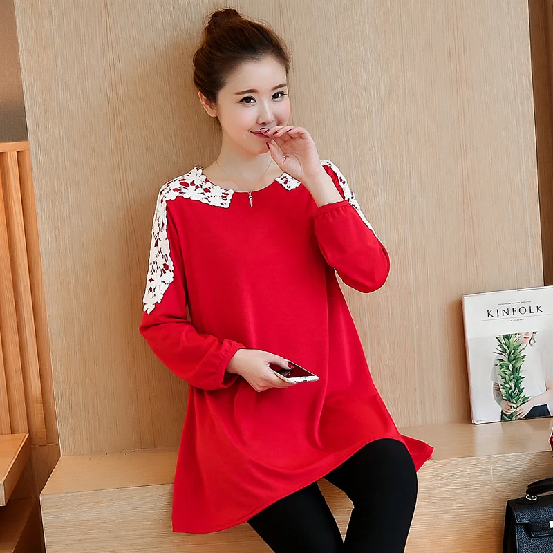 Новинка 2019 зимнее модное платье для беременных женщин футболка с длинным рукавом