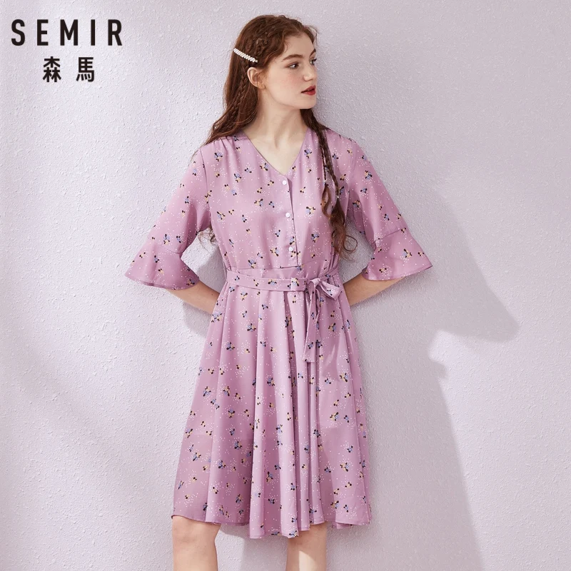 SEMIR с v образным вырезом платье для женщин 2019 Новые летние длинным рукавом