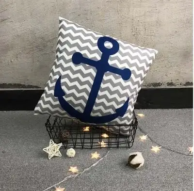 Средиземноморский темно-синий белый наволочка для дивана с принтом якоря