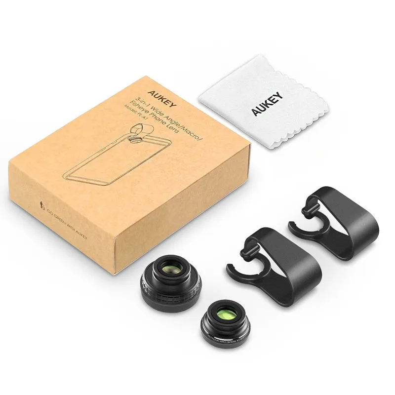 AUKEY Mini Clip on Optic сотовый телефон объектив камеры комплект 110 градусов Рыбий глаз + 180