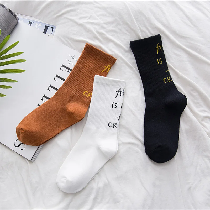 Gaeshow 2018 Korean Harajuku Streetwear Style Letter Socks Funny School Ladies Hip Hop Female ART IS NOT A CRIME Women | Женская одежда