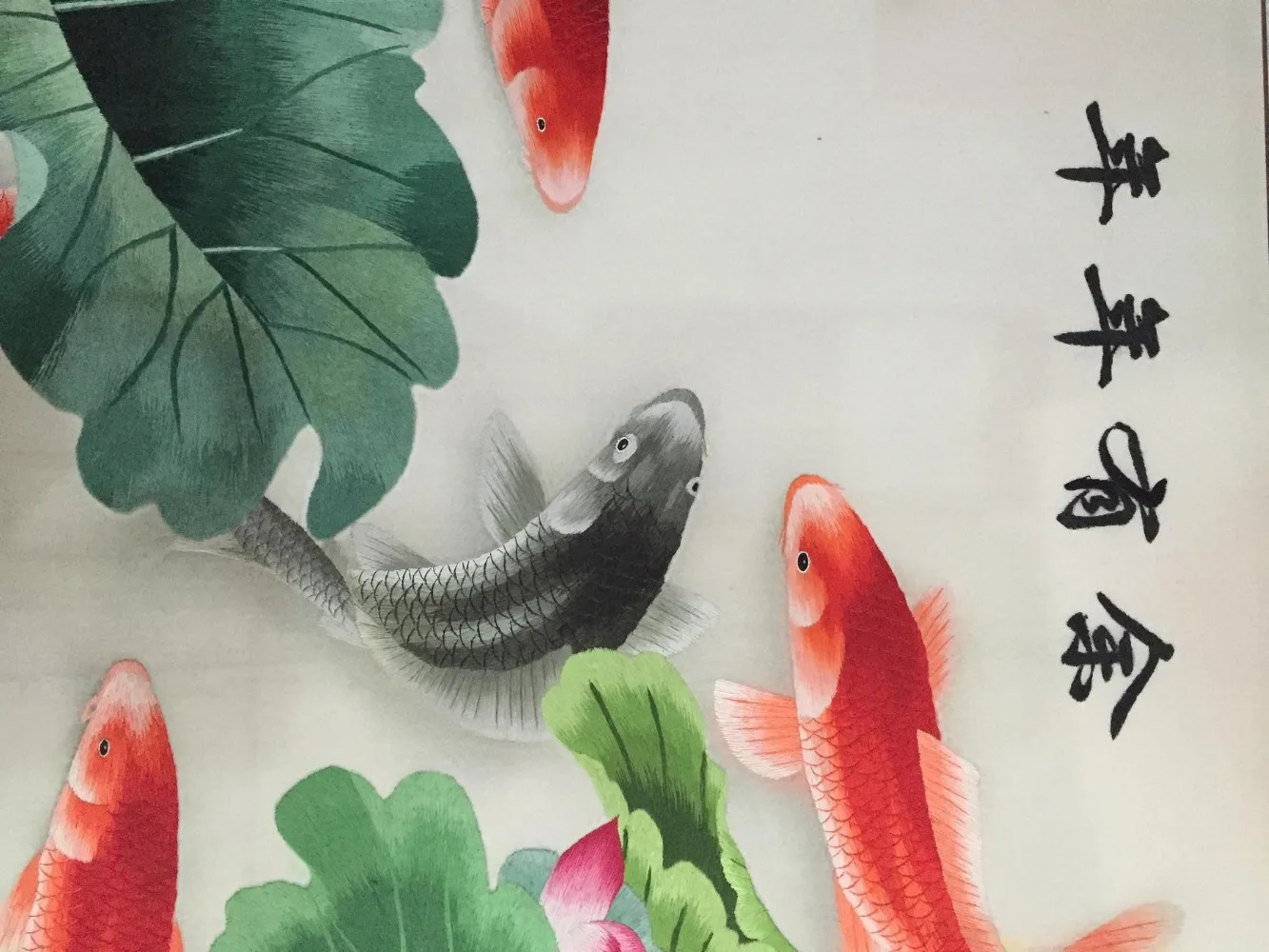 Шелковая вышивка lotus and koi carps ручной работы китайская живопись декор стен Suzhou | Дом