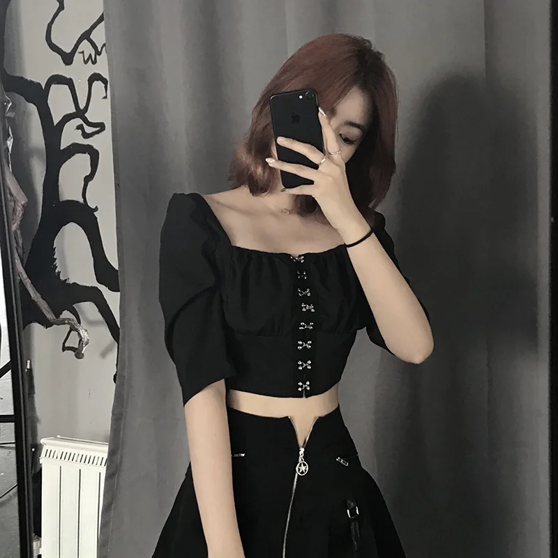 Уличная Повседневная Женская футболка с пряжкой и коротким рукавом летние