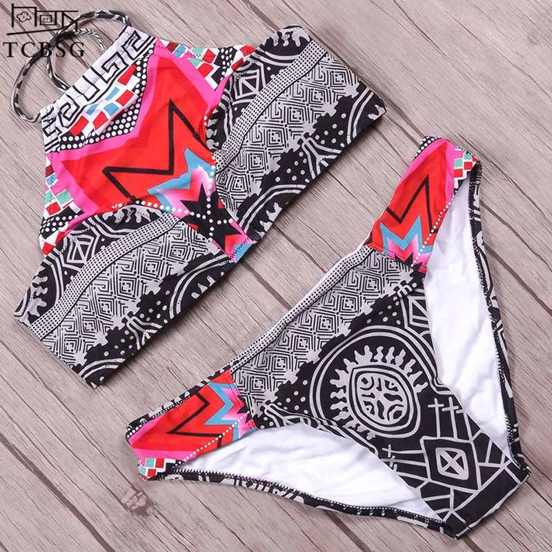 Женский купальник в клетку tcbg пикантный бикини с укороченным топом пляжная