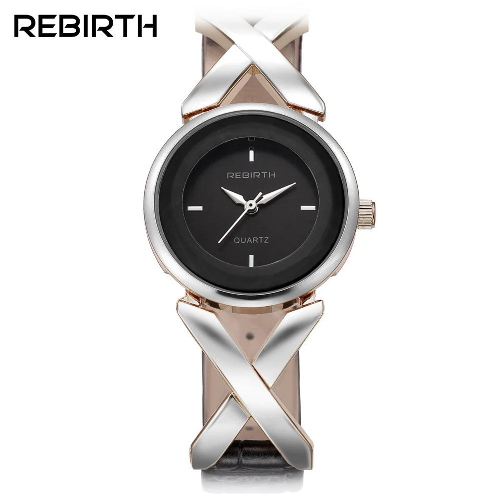 

Fashion REBIRTH Brand Lady Wrist Watches Quartz Woman Luxury Leather Strap Clocks Female Relogio Feminino Montre Femme