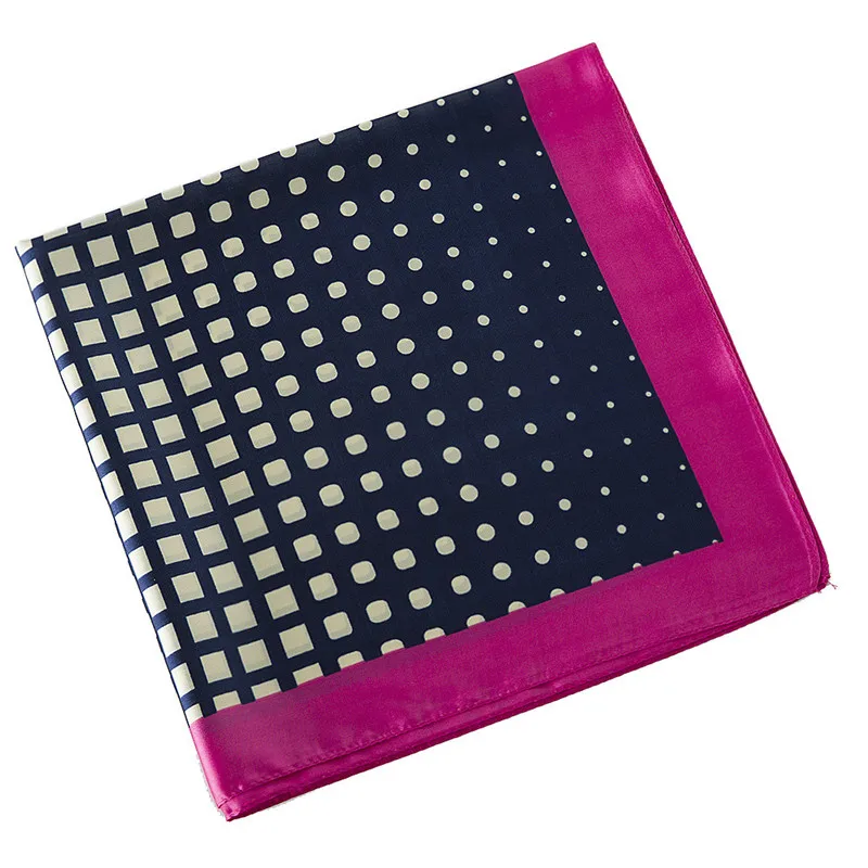 

MENGLINXI 60cm*60cm 2021 Luxury Brand Gradient Color Plaid Dot Women Twill Silk Print Scarf Small Square Scarves Headband