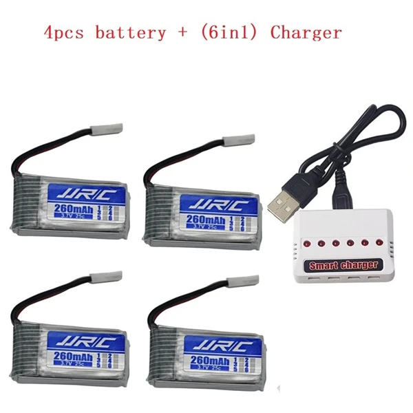 JJRC H8 мини аккумулятор 3,7 в 260 мАч Lipo аккумулятор и(6в1) зарядное устройство для H8 JJRC H8 RC Квадрокоптер Дрон часть H8Mini - Цвет: Зеленый