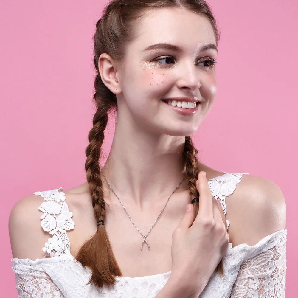 Ожерелье Silvercute Wishbone 100% Настоящее серебро 925 пробы счастливое женское Ювелирное