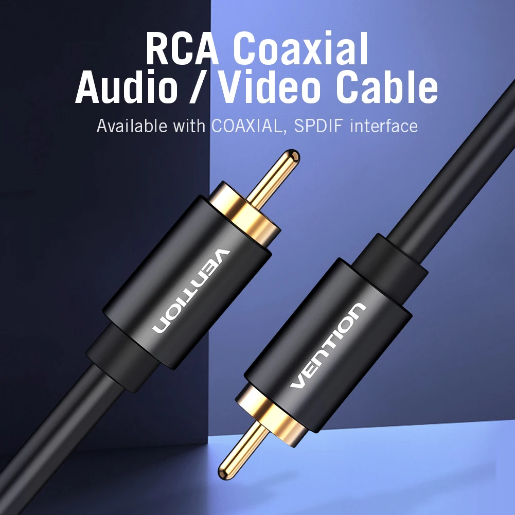 Аудиокабель RCA Vention 1 м 5 2 со штекером на штекер металлический коаксиальный кабель