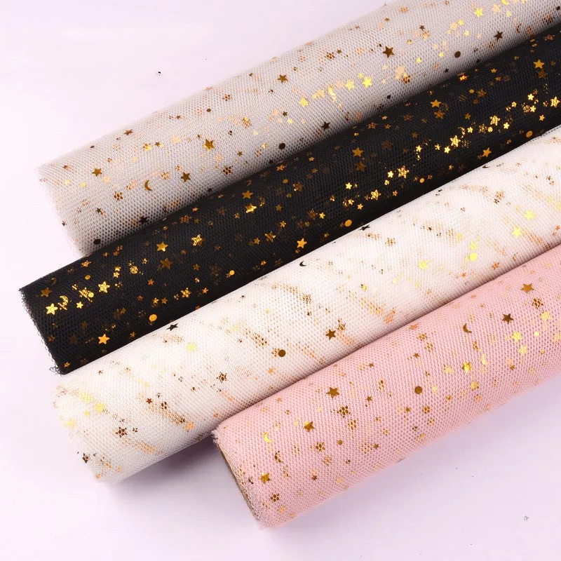 

2M/Roll Fantasy Sequins Star Moon Lace Mesh Flower Gift Wrapping DIY Scrapbook Craft Paper Florists Supplies Decorative Material