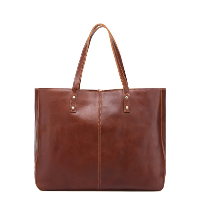 Ручная сумка в ретро стиле вместительная горизонтальная кожаная сумка|Сумки с