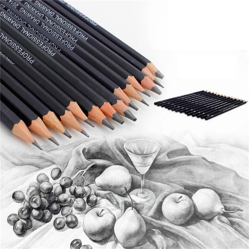 

14pcs Sketch and Drawing Pencil Set HB 2B 6H 4H 2H 3B 4B 5B 6B 10B 12B 1B
