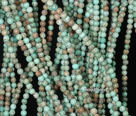 

4MM Boulder Creek Turquoise Gemstones Turquoise Blue Round 4MM Loose Beads16 inch Full Strand (90114062-125A)