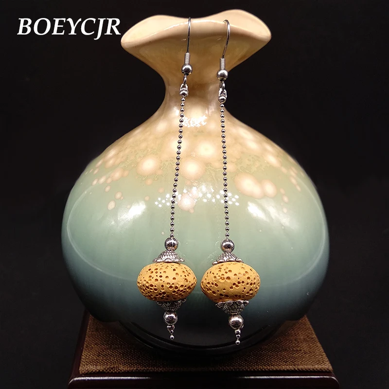 Женские серьги подвески BOEYCJR ручной работы из натурального камня|dangling earrings for