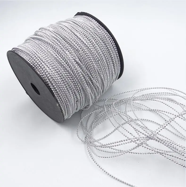 Silver JUNAO, 1,5 мм, белый жемчуг, бисер, цепочка, отделка, свадебная аппликация, жемчуг, бисер, лента со стразами, кристалл, свадебная Декоративная гирлянда - Цвет: Silver