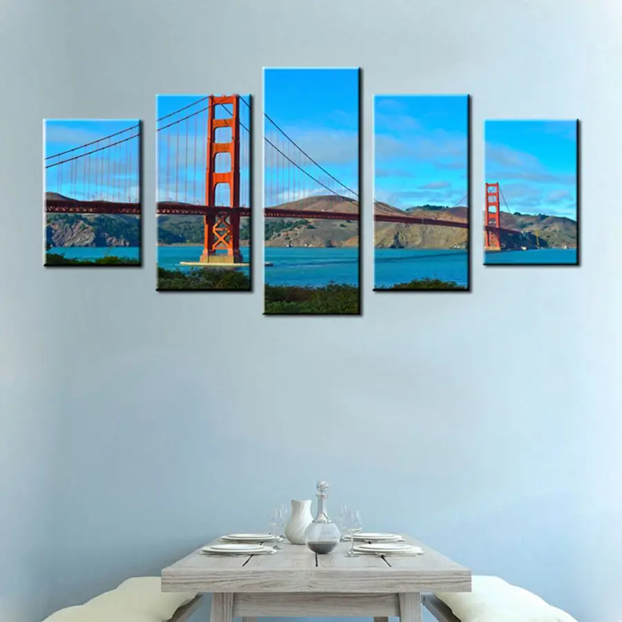 Печатная картина Сан Франциско Золотые ворота на холсте Большая фотография 5 шт.