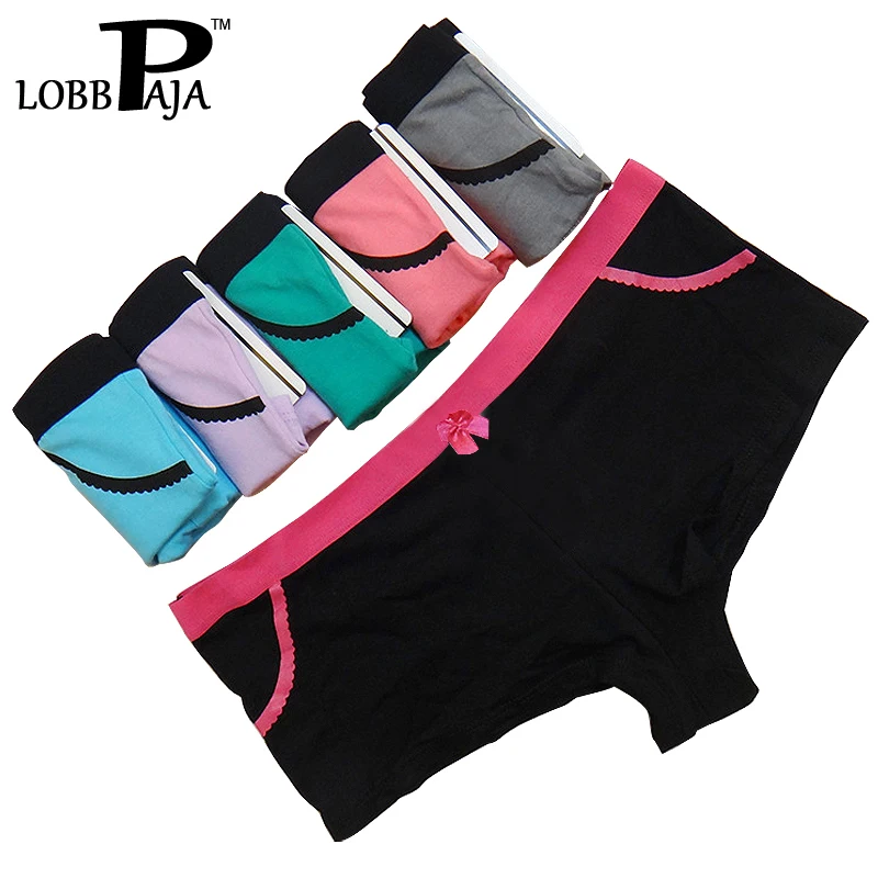 Комплект из 6 шт. женское нижнее белье Хлопковые женские трусы однотонные боксеры