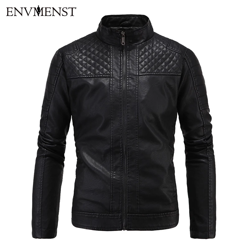 Мужская Тонкая кожаная куртка Env st 2017 мужская на молнии с воротником стойкой