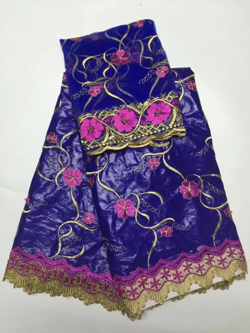 2017 г. Лидер продаж синий Вышивка парча Кружево Ткань Африканский Базен Riche с 2